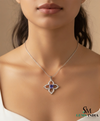 Natural Heart Cut Tanzanite Diamond Flower Pendant