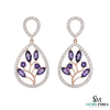 Marquise and Round Natural Tanzanite Diamond Teardrop Dangle Earrings – Elegant Gold Jewelry
