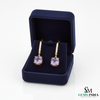 Cushion Cut Amethyst Drop Earrings with Diamond Leverback
