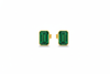 1.50 carat Emerald Cut Natural Emerald Green Stud Earrings Gold Minimalist Style
