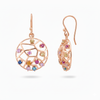 Circle Shape Multicolor Stone Drop Earrings Artistic Openwork Design