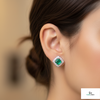 1.90 carat Octagon cut natural emerald earrings for woman's 14k solid gold earrings gift for woman's