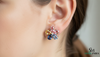 Multicolor Sapphire & Gemstone Flower Stud Earrings – Floral Diamond Accent Earrings for Women