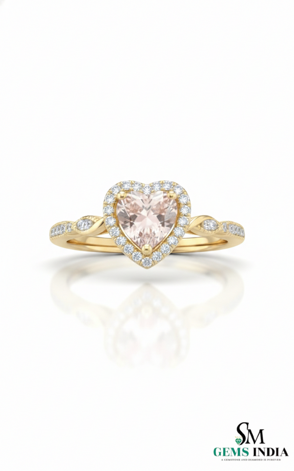 Heart-Shaped Morganite & Diamond Halo Ring – Morganite engagement ring