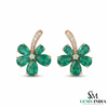 Natural Emerald Pear Cut Floral Earrings – Diamond Center Gold Studs