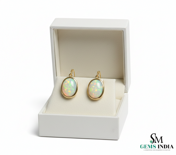 Elegant Oval Opal Drop Earrings – October Birthstone Jewelry