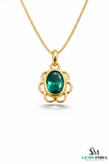 Vintage Style Oval Emerald Gold Pendant – Elegant Floral Frame