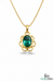 Vintage Style Oval Emerald Gold Pendant – Elegant Floral Frame