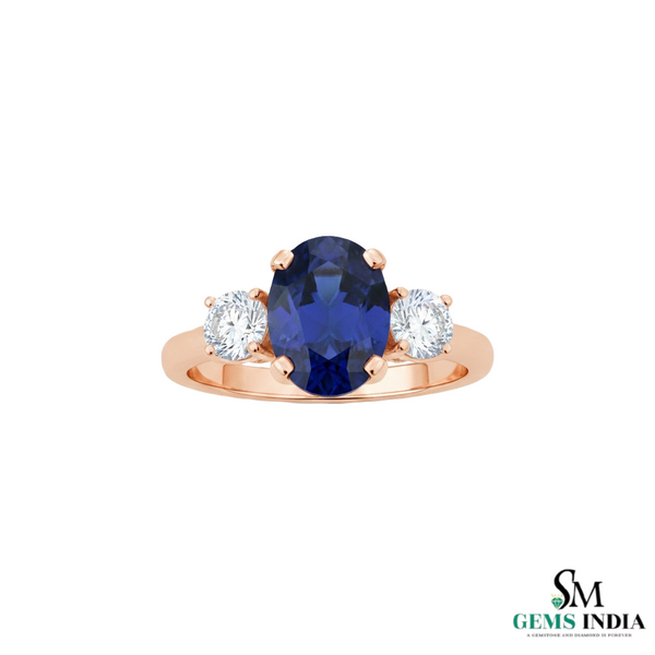 Oval Tanzanite & Diamond Trilogy Ring in 14k and 18k Gold – Luxury Trilogy Engagement Ring