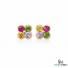 Rainbow Sapphire & Diamond Clover Stud Earrings - Fine Gemstone Jewelry