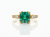 Classic Octagon Cut Natural Emerald 4 carat Engagement Ring in 14K Gold Promise Ring