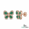 Elegant Pear Emerald & Diamond Butterfly Earrings – Fine Gold Jewelry