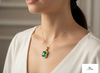 8.10 carat Stunning Natural Emerald Pendant Emerald Cut Green Gem with Diamond Halo Glow