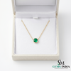 Round Emerald Bezel Set Pendant Necklace – Minimalist Solitaire Green Gemstone Fine Jewelry