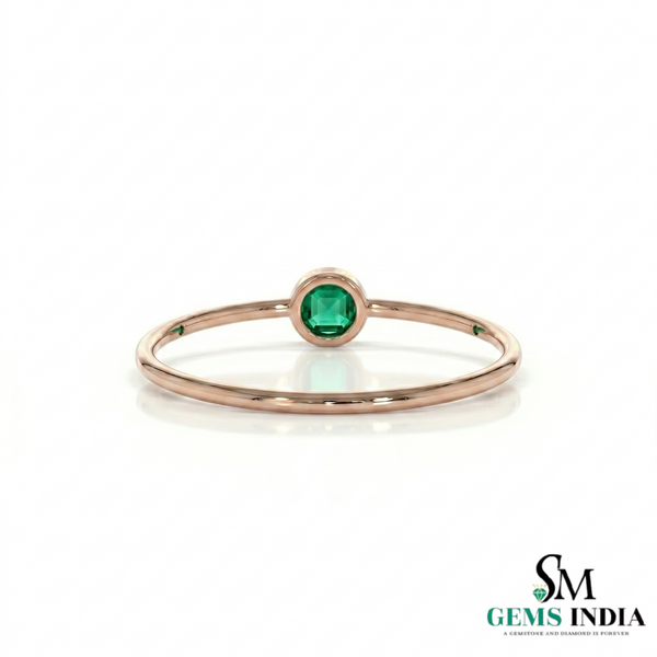 Tiny Emerald Ring Minimalist Green Stone Stacking Band for Women