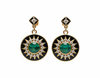 1.10 carat Black Enamel Natural Emerald Earrings 14k Gold Diamond May Birthstone
