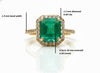 Emerald Cut Natural Emerald & Diamond Halo Promise Ring in 14K Gold 4.20 Carats Fine Jewelry
