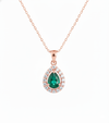 9.30 carat Vintage Inspired Pear Cut Natural Emerald Pendant Gold Diamond Accent Design