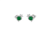 Classic Round Natural Emerald & Diamond Floral Stud Earrings in 18K Gold