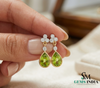 Green Peridot Teardrop Dangle Earrings with Diamond Accents - Fine Jewelry Gift for Her