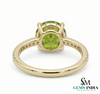 Round Cut Peridot Engagement Ring with Diamond Band - Jewelry gift for her