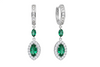 Marquise-Cut Natural Emerald Drop Earrings Diamond Halo Design