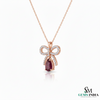 Chic Bow-Inspired Pear Ruby & Diamond Pendant in 14k gold Elegant Fine Jewelry