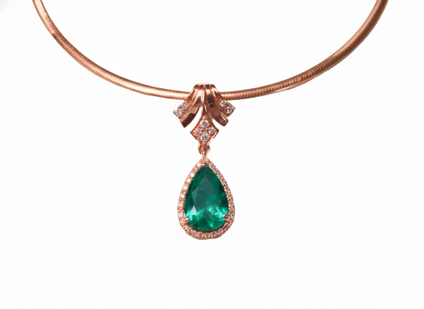 3.50 carat Radiant Teardrop Emerald Pendant Pear Cut Green Gemstone Brilliance