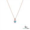 Classic Round Turquoise & Diamond Pendant – Luxury Statement Pendant Gift For Her