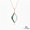 Natural Oval Emerald Wave Pendant in 14k gold fine gemstone jewelry