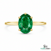Oval Cut Green Emerald Solitaire Ring – Minimalist Engagement Ring