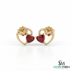 Heart Shaped Natural Ruby Stud Earrings - Valentine Gift for Her