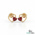 Heart Shaped Natural Ruby Stud Earrings - Valentine Gift for Her