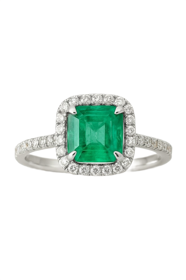 1.33 Carats Octagon Cut Natural Emerald And Diamond Ring For Womans in 14k Solid Gold Unique Gold Ring For her