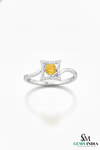 Round Natural Citrine Engagement Style Ring - Elegant gemstone ring