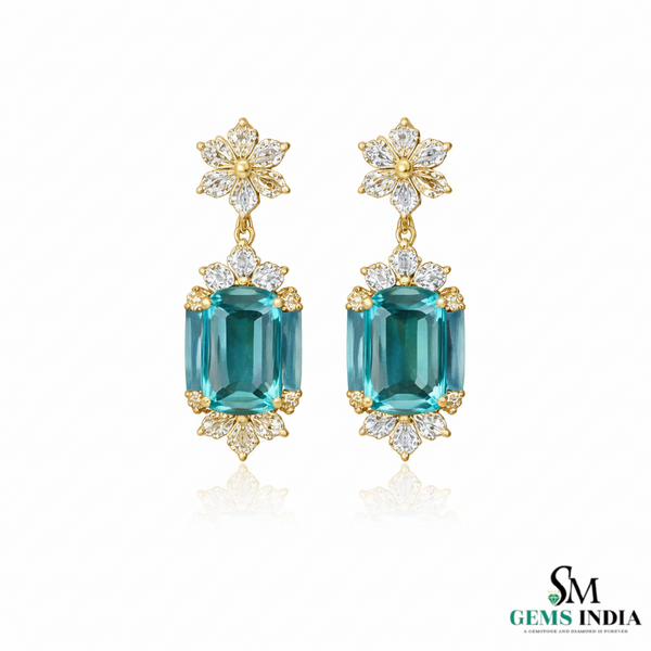 Doppelter Smaragd-Ring in offenem Design aus 14 Karat Gold – Band mit quadratisch und rund geschliffenen grünen Edelsteinen