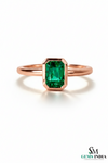 Minimalist Emerald Cut Emerald Gold Ring – Modern Bezel Setting