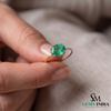 Natural Emerald Solitaire Ring – Oval Cut in 14K Gold