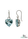 Heart Shape Natural Aquamarine Drop Earrings in 14k and 18k Gold