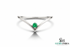 Dainty V Band Emerald Ring – Minimalist 14k Gold Solitaire Ring
