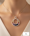 Rainbow Multicolor Oval Gemstone Pendant in 18k Gold