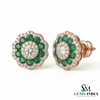 Minimal Curved Emerald and Diamond Earrings – Everyday Elegant Jewelry