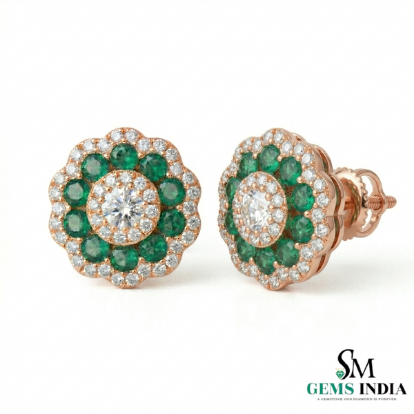 Minimal Curved Emerald and Diamond Earrings – Everyday Elegant Jewelry