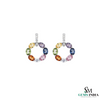 Rainbow Gemstone Hoop Earrings in Gold – Multicolor Oval Stone Drops