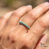 Turquoise Eternity Band Ring With Round Blue Turquoise Stones – Minimalist Stackable Ring