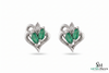 Marquise Emerald Heart Shaped Gold Stud Earrings