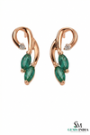 Marquise Emerald & Diamond Accent Curved Stud Earrings