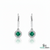 Round Emerald Halo Diamond Drop Leverback Earrings - Fine Gemstone Jewelry
