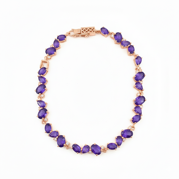 Oval and pear Handcrafted Amethyst Tennis Bracelet - february birthstone bracelet