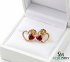 Heart Shaped Natural Ruby Stud Earrings - Valentine Gift for Her